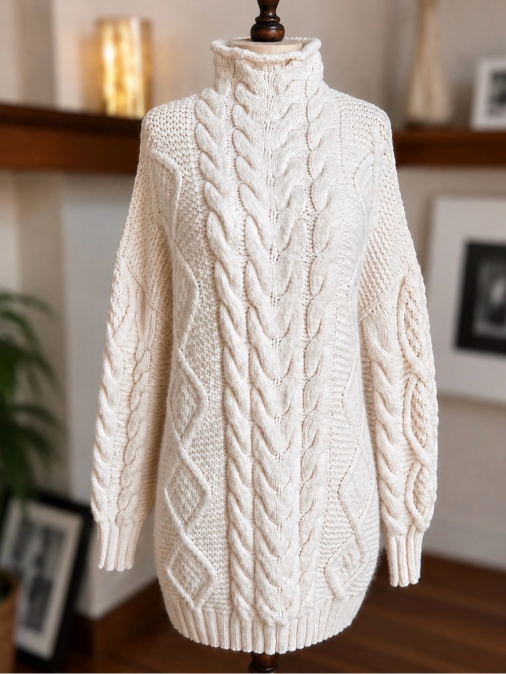 Zara Knit Chunky Cable Turtleneck Sweater | Tunic or Sweater Dress